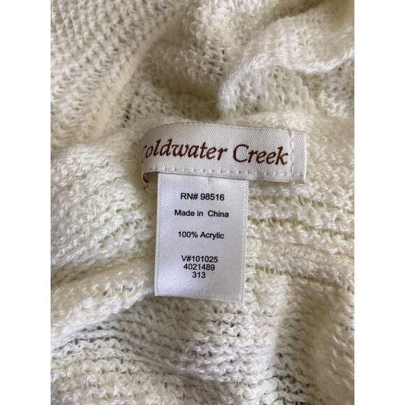Coldwater Creek Womens Scarf Ruffled Knit Ivory White Lightweight Minimalist - Picture 4 of 8